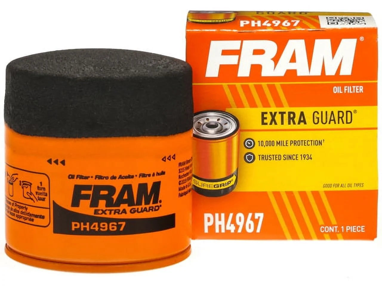 Extra Guard Oil Filter, PH4967, 10K Miles, Replacement Oil Filter Fits Select Vehicles