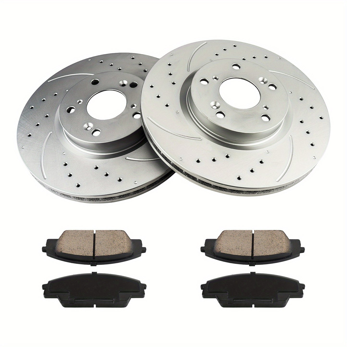 31381+D829 Front Drilled and Slotted Disc Brake Rotor and Ceramic Brake Pad Set Kit For Civic 2006-2011, RSX 2002-2006, brake pads and rotors kit, 6pcs