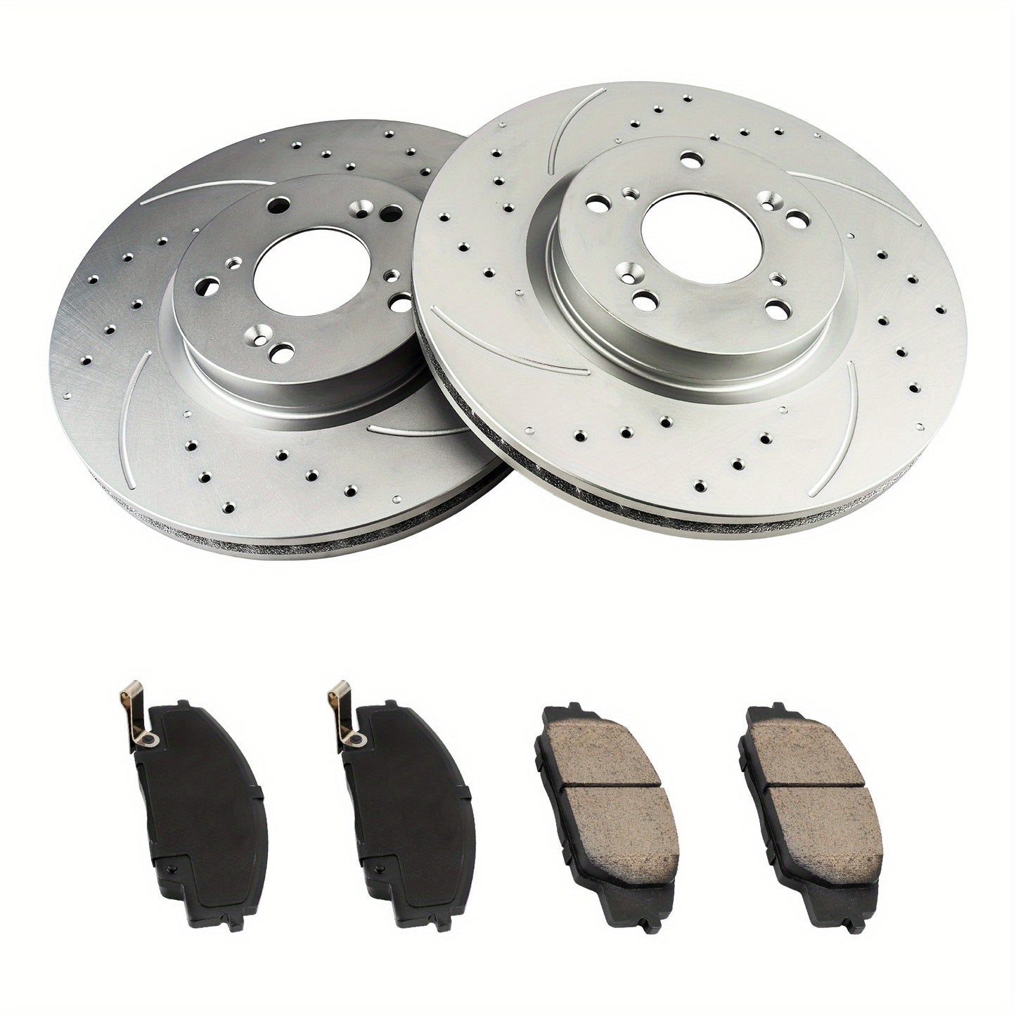 31381+D829 Front Drilled and Slotted Disc Brake Rotor and Ceramic Brake Pad Set Kit For Civic 2006-2011, RSX 2002-2006, brake pads and rotors kit, 6pcs