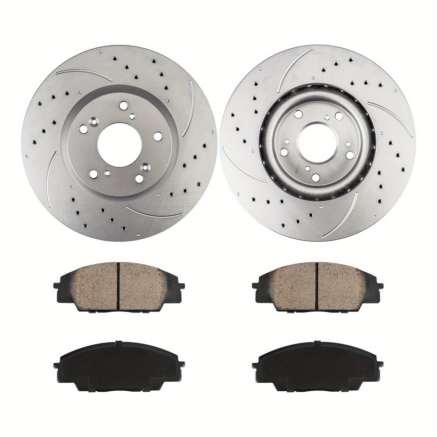 31381+D829 Front Drilled and Slotted Disc Brake Rotor and Ceramic Brake Pad Set Kit For Civic 2006-2011, RSX 2002-2006, brake pads and rotors kit, 6pcs