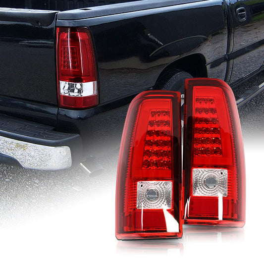 Tail lamp Plastic Housing + Lens (No Bulbs): A pair of LED Taillights GM2800174 Suitable For Chevrolet 2003-2006 For GMC Serra 1500 2500HD 3500 (Blackened).