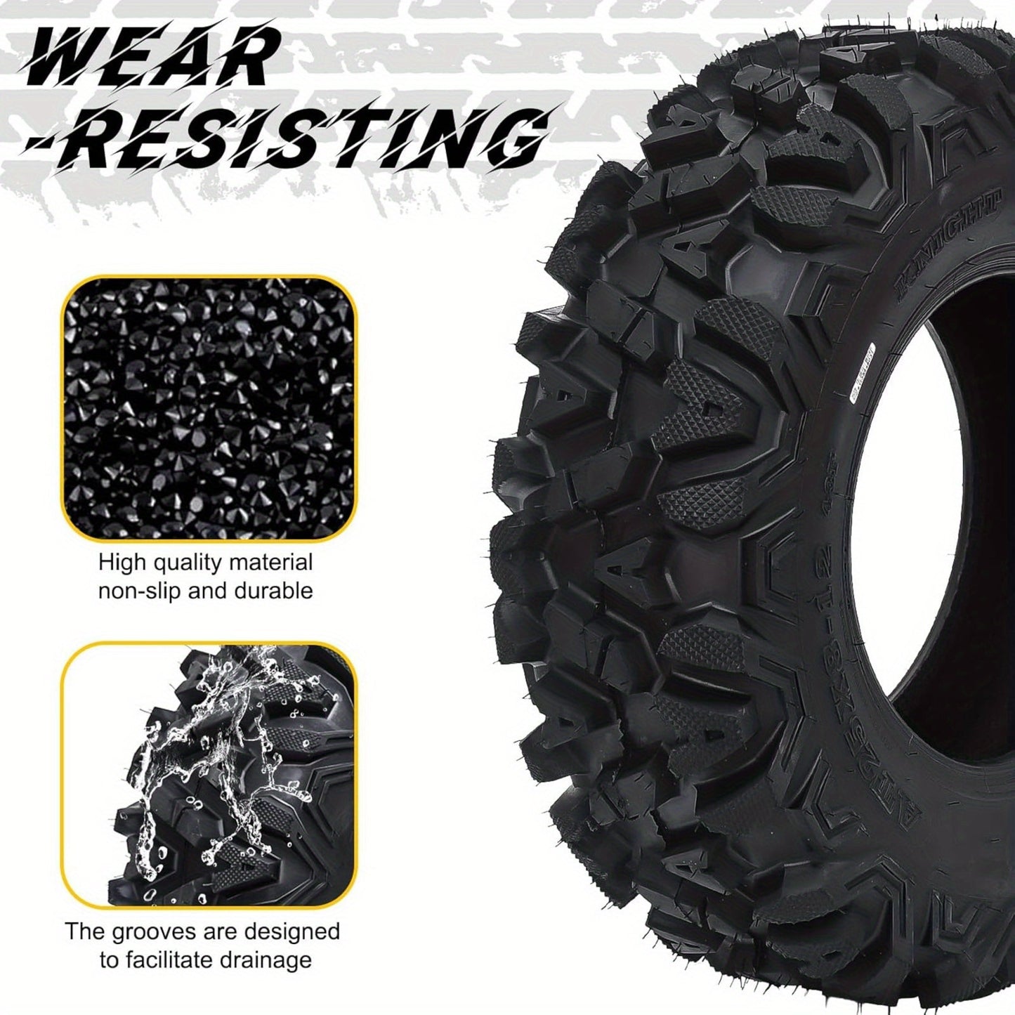 Set of 2, 26x9-12 ATV/UTV Tires, All Terrain Tubeless Tires, 6PR, 49F Load/Speed Index All Terrain Off-Road Tires