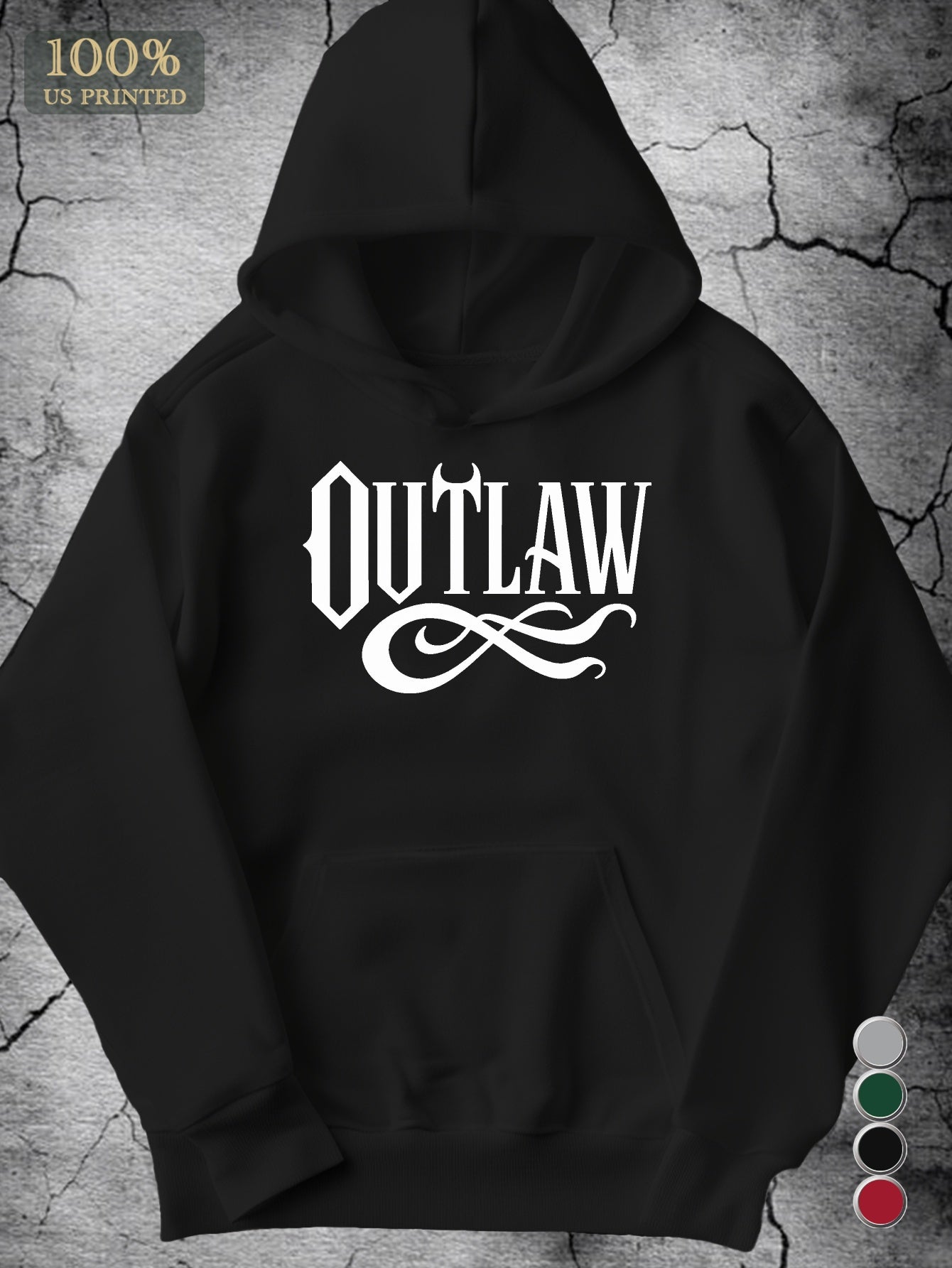 Western film Monochromatic OUTLAW illustration Men's hoodies