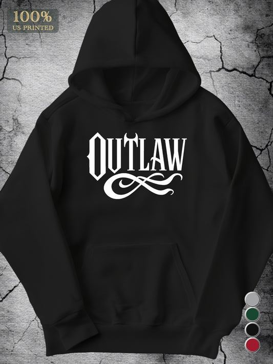 Western film Monochromatic OUTLAW illustration Men's hoodies