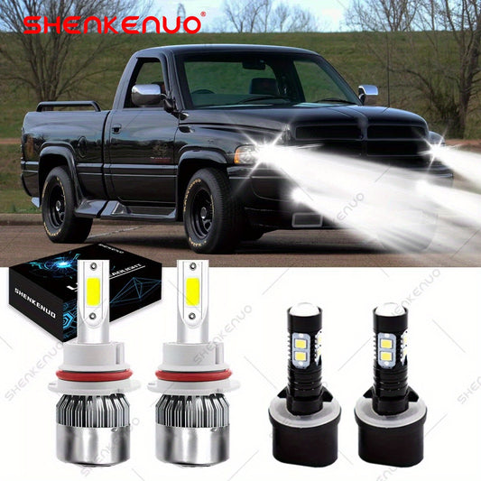 4pcs LED Headlight High/ Low + Fog Light bulbs Combo For Dodge RAM 1500 2500 3500 1994-2001