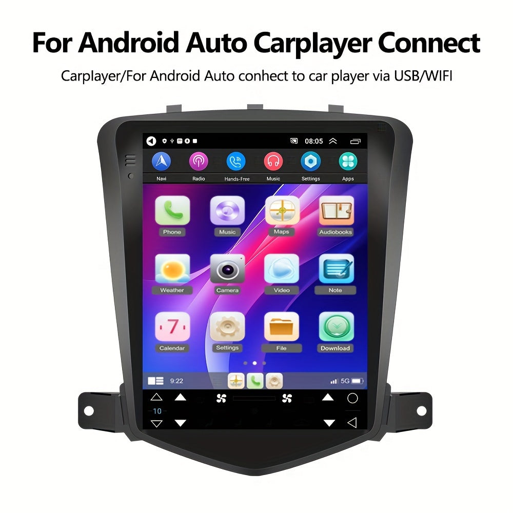 1pc Podofo 9.7" Touch Screen Android Stereo for Chevrolet Cruze J300 2009-2014, Wi-Fi Enabled Carplay/Android Auto Radio with GPS Navigation, FM RDS, EQ, and Backup Camera - North American Street Map GPS Device Without Batter