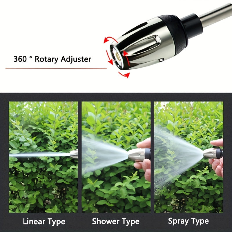 1PC High Pressure Car Wash Water Gun, Multi-Function Garden Hose Nozzle, Adjustable Thickened Rod Sprayer with Plated Copper Tip, Universal 3/4" and 1/2" Quick Connect Adapter for Cleaning Tools