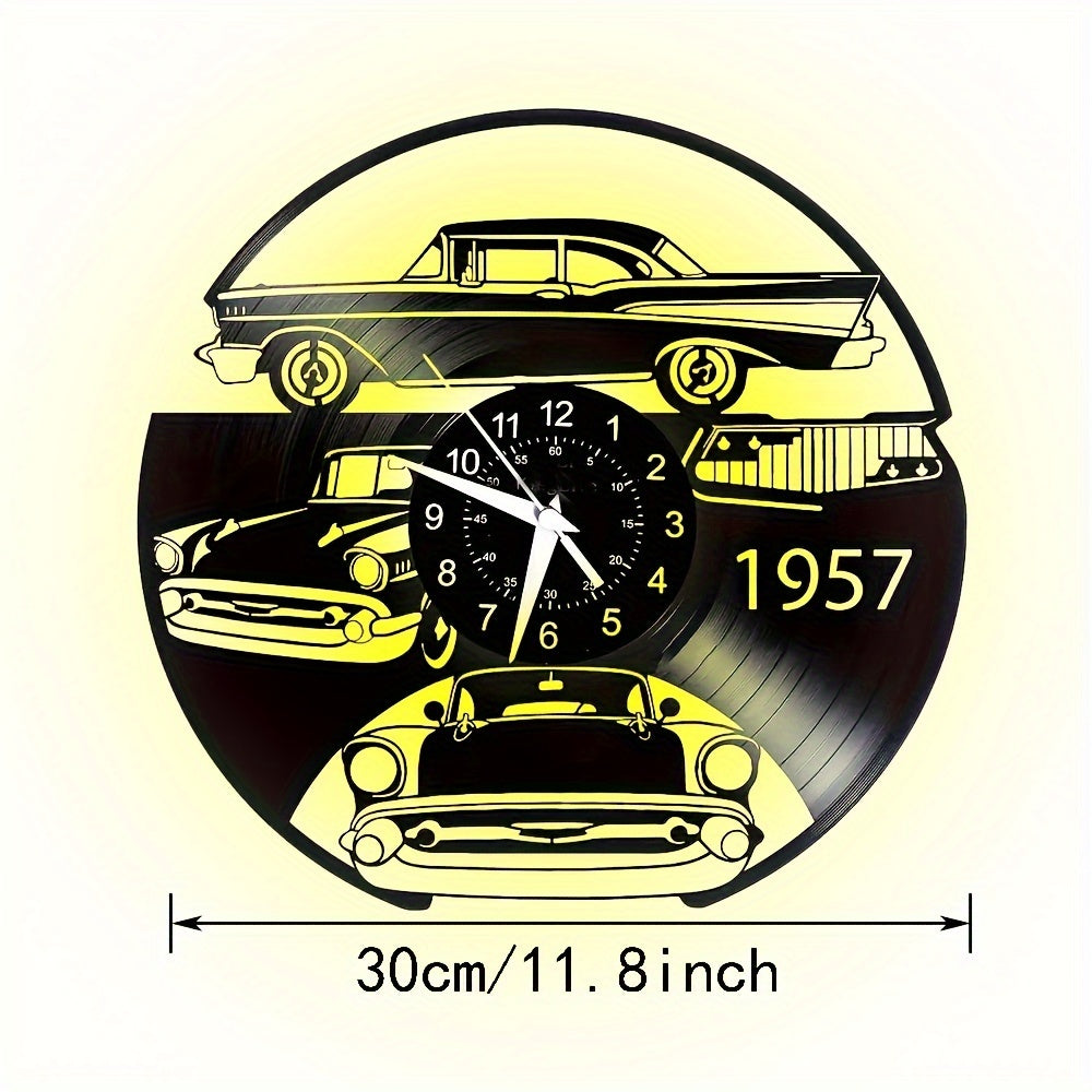 Unique Sports Car Vinyl Record Wall Clock - Silent, Decorative & Versatile - Perfect For Living Room, Bedroom, Kitchen & Office - A Memorable Birthday, Mothers Day, Spring & Easter Gift Idea