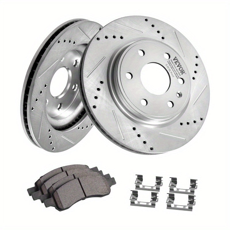 VEVOR Drilled Slotted Front Brake Rotors Pads Kit for Chevy Traverse for GMC Acadia