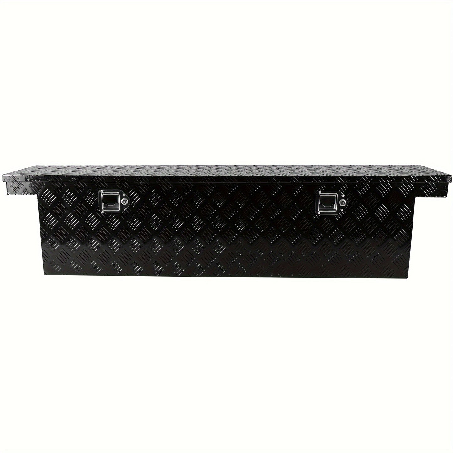 60.2"(L) X 12.2"(W) X 14.4"(H) Pickup Truck Bed Tool Box Trailer Tool Box For Bed Of Truck, Aluminum Stripes Toolbox For Truck RV Tralier, Chrome Latch, Black Surface