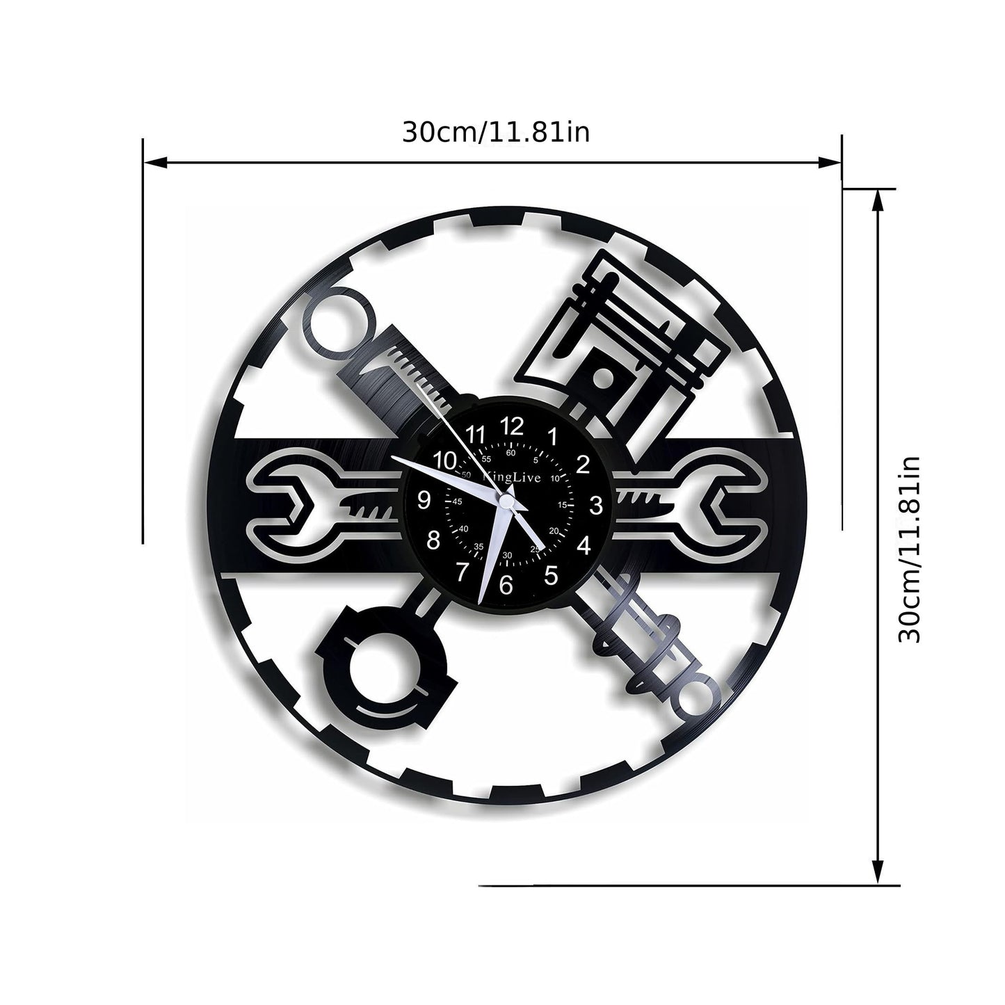 1pc Unique Vinyl Record Wall Clock - Silent, Car Tools Design, Auto Repair Theme, Perfect for Birthday, Halloween, Christmas Gifts - Living Room, Bedroom, Kitchen, Office Decorative Wall Clock for Home Decoration