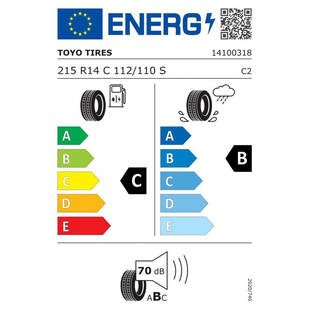 Van Tyre Toyo Tires NANOENERGY VAN 215R14C