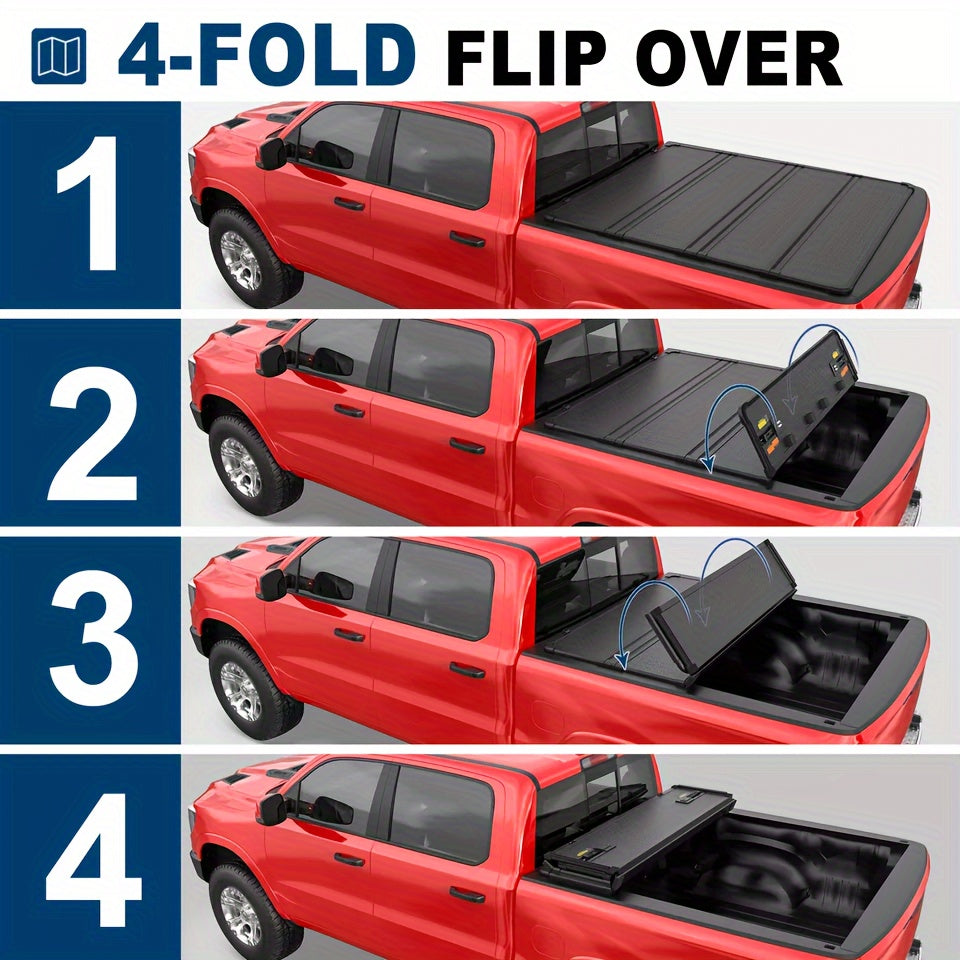 5.8 FT Aluminum Bed Cover, Hard Truck Tonneau Cover for 2009-2024 Dodge Ram 1500 Fleetside, Inclu. Classic & New Body (w/o Ram Box), 67.4 Inch