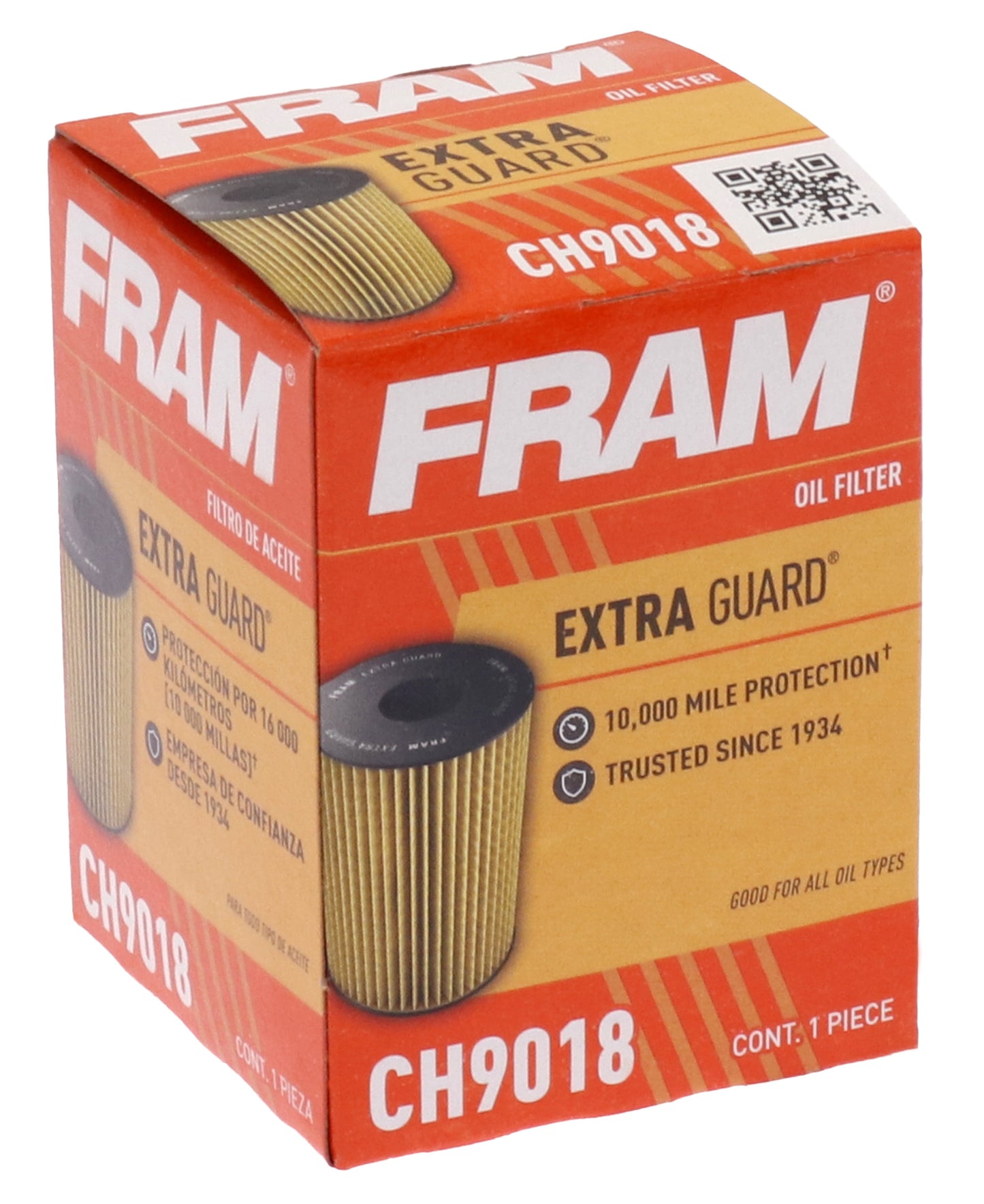 Extra Guard Oil Filter, CH9018, 10K Miles, Replacement Oil Filter Fits Select Vehicles