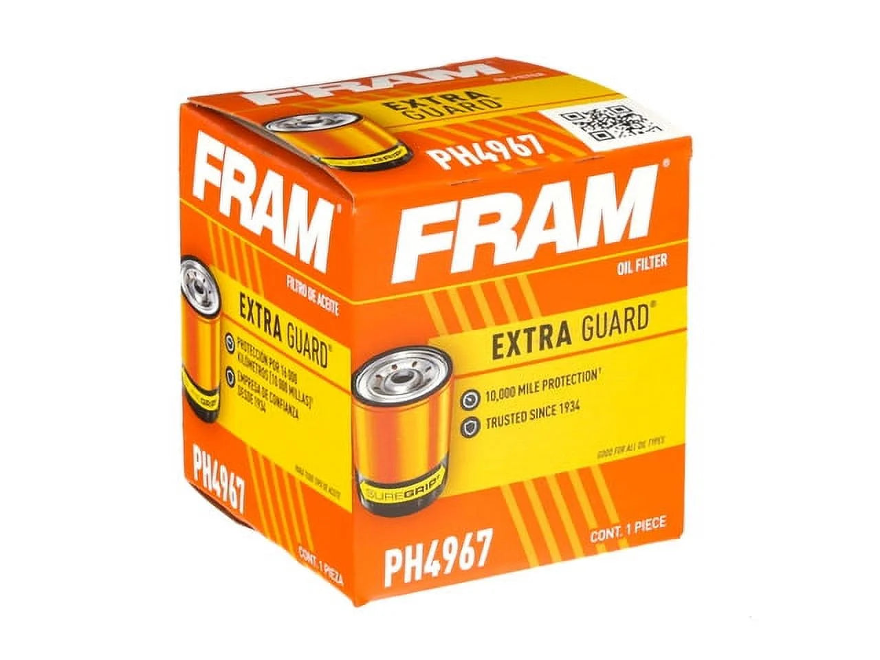 Extra Guard Oil Filter, PH4967, 10K Miles, Replacement Oil Filter Fits Select Vehicles