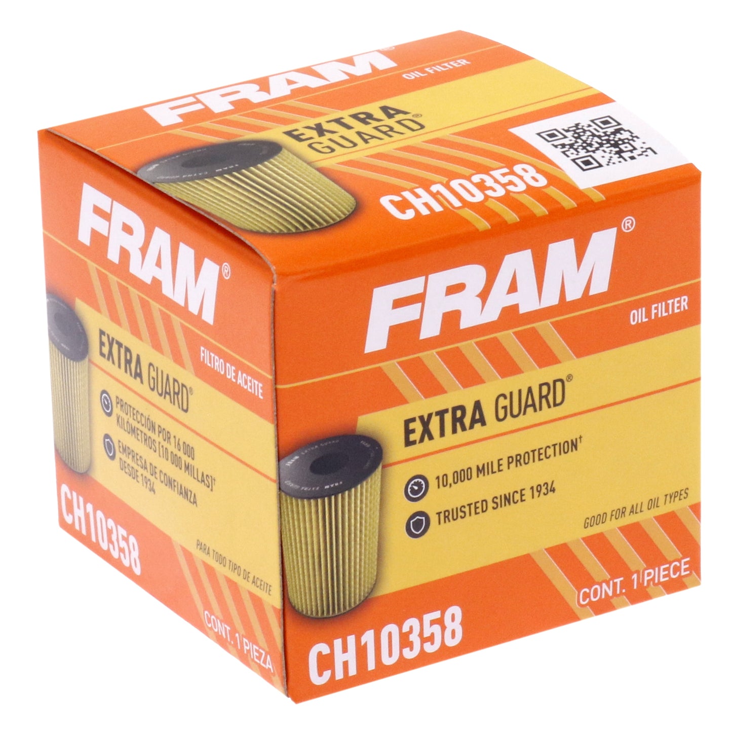 Extra Guard Oil Filter, CH10358, 10K Miles, Replacement Oil Filter Fits Select Vehicles