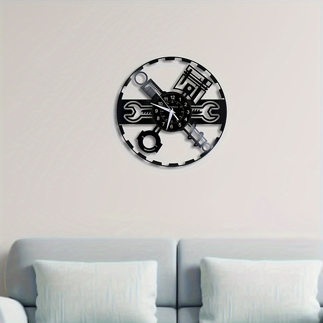 1pc Unique Vinyl Record Wall Clock - Silent, Car Tools Design, Auto Repair Theme, Perfect for Birthday, Halloween, Christmas Gifts - Living Room, Bedroom, Kitchen, Office Decorative Wall Clock for Home Decoration