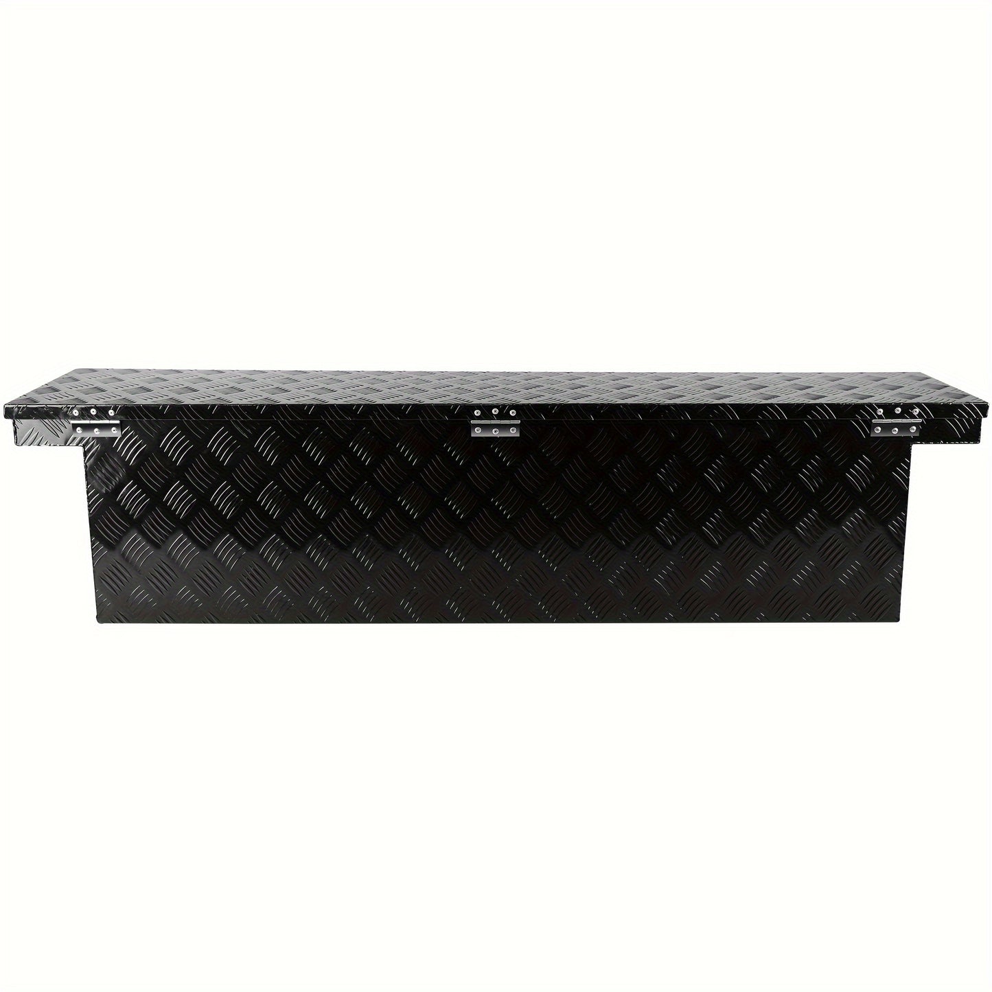 60.2"(L) X 12.2"(W) X 14.4"(H) Pickup Truck Bed Tool Box Trailer Tool Box For Bed Of Truck, Aluminum Stripes Toolbox For Truck RV Tralier, Chrome Latch, Black Surface