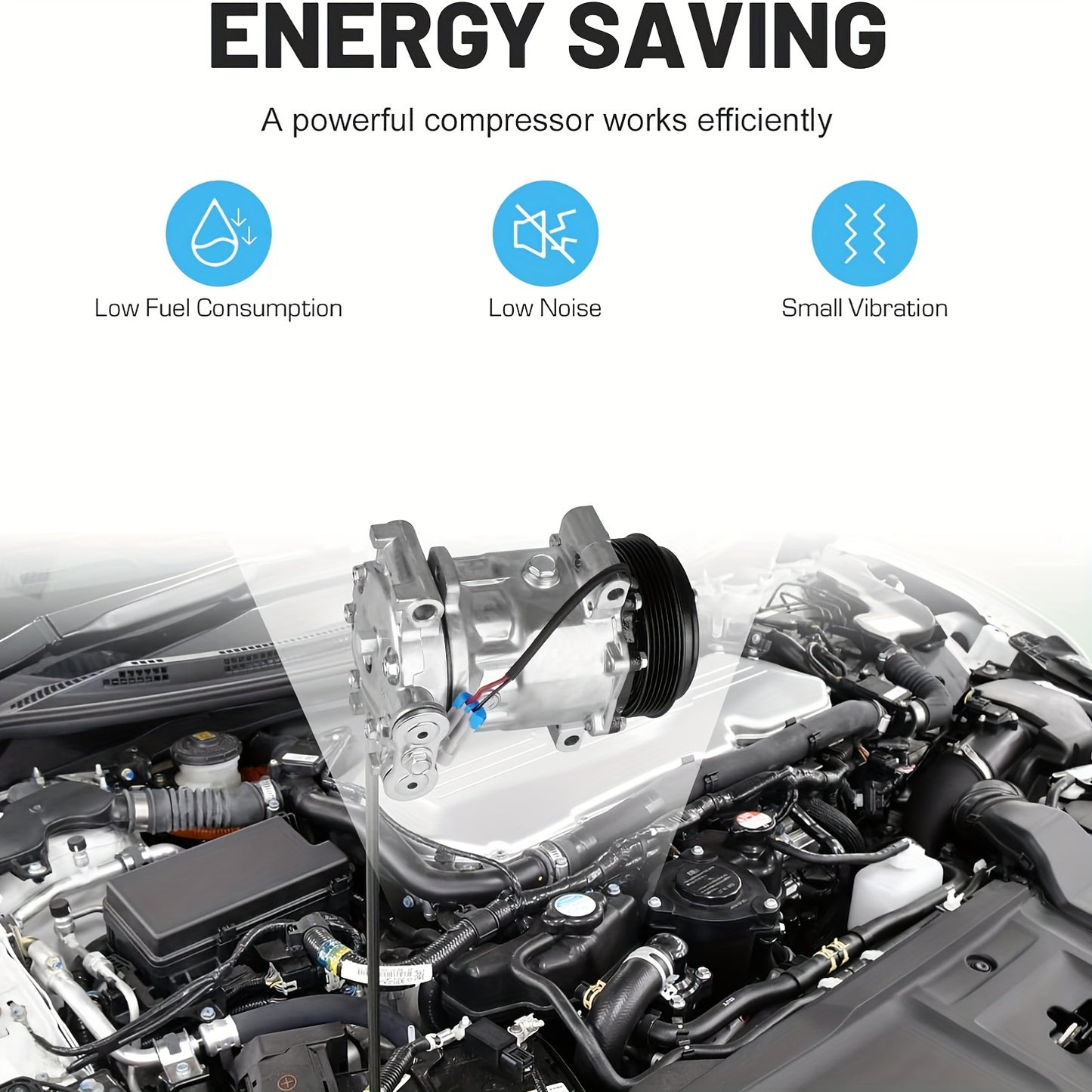 AC Compressor for 2010-2011 Chevy GMC Terrain 2.4L Engine - Direct Replacement, High-Quality, OEM-Standard Performance, Easy Installation