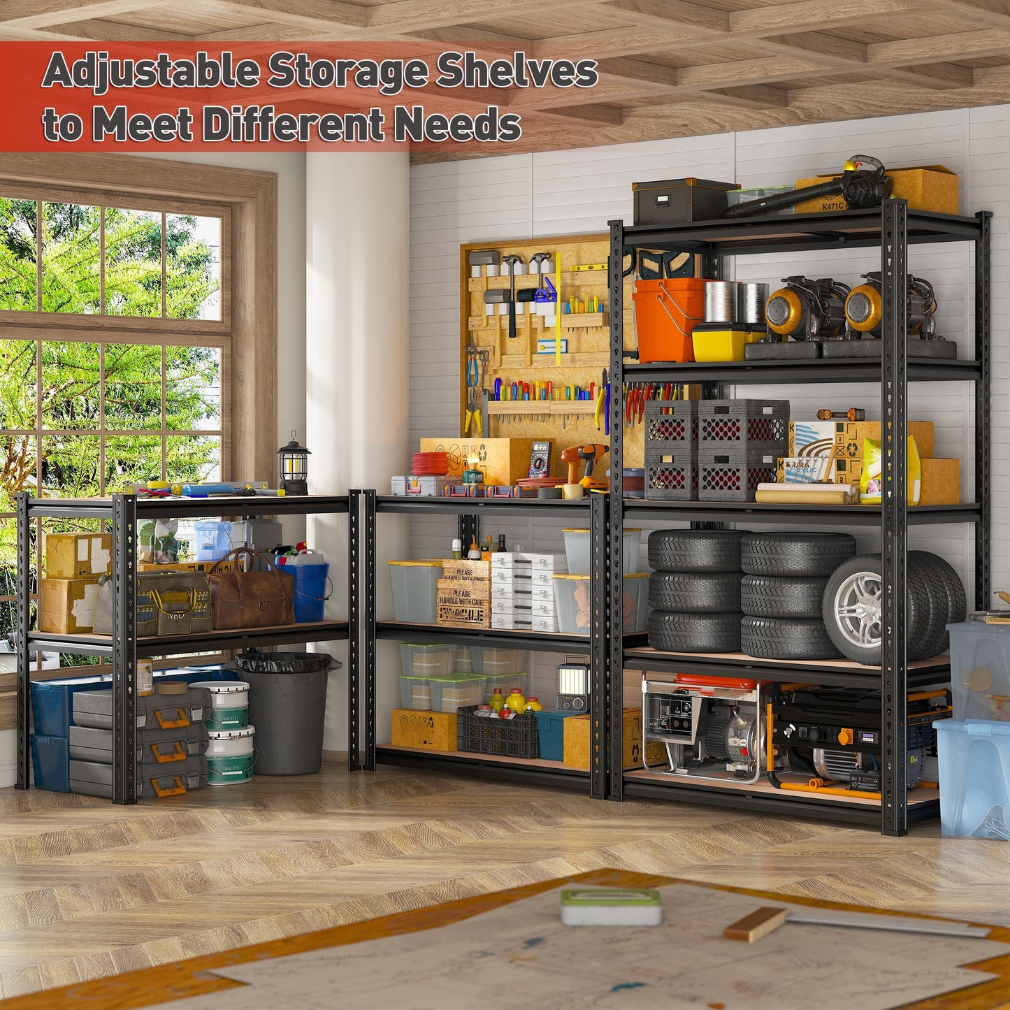 2000LBS Heavy Duty 72''H 5 Tier Metal Garage Shelving Storage Shelves 35.5"W X72"H X 15.8"D Adjustable Shelving Unit For Basement Pantry Utility Rack Shelf