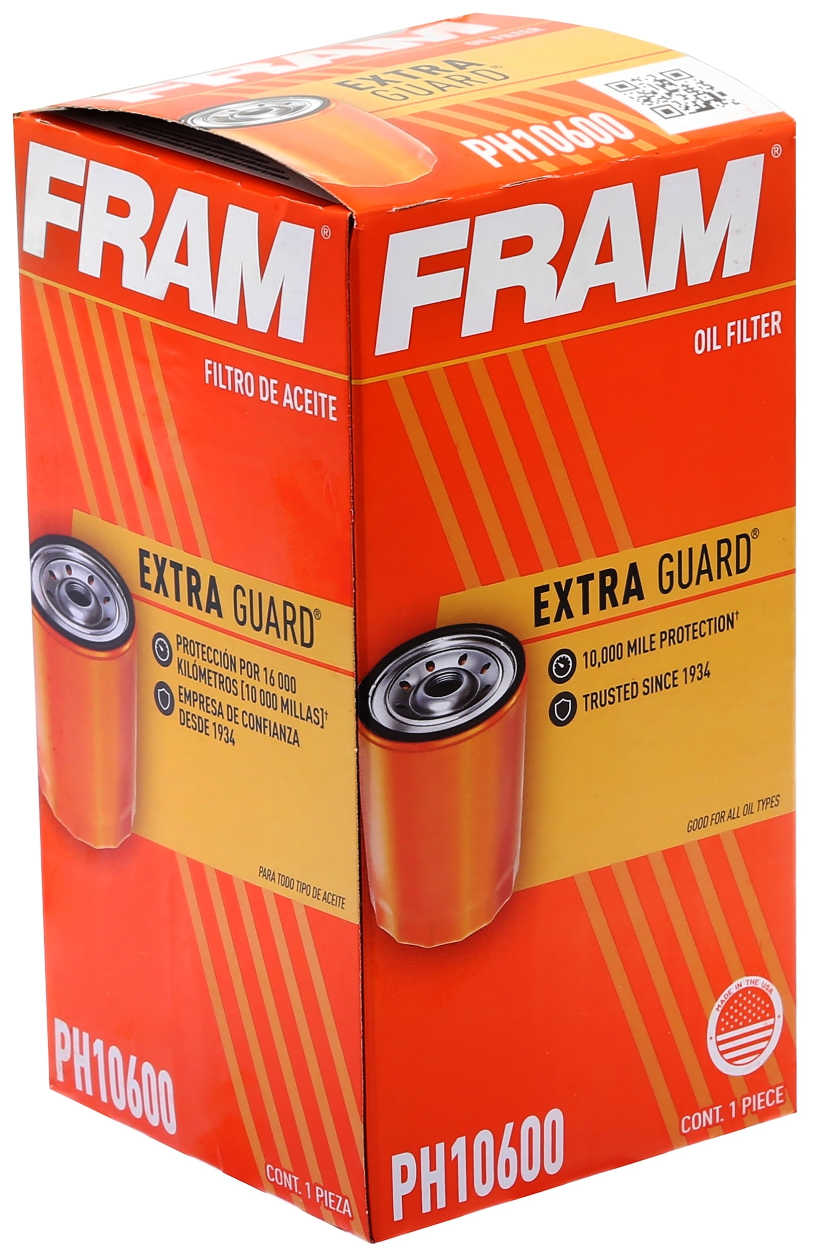 Extra Guard Oil Filter, PH10600, 10K Miles, Replacement Oil Filter Fits Select Vehicles