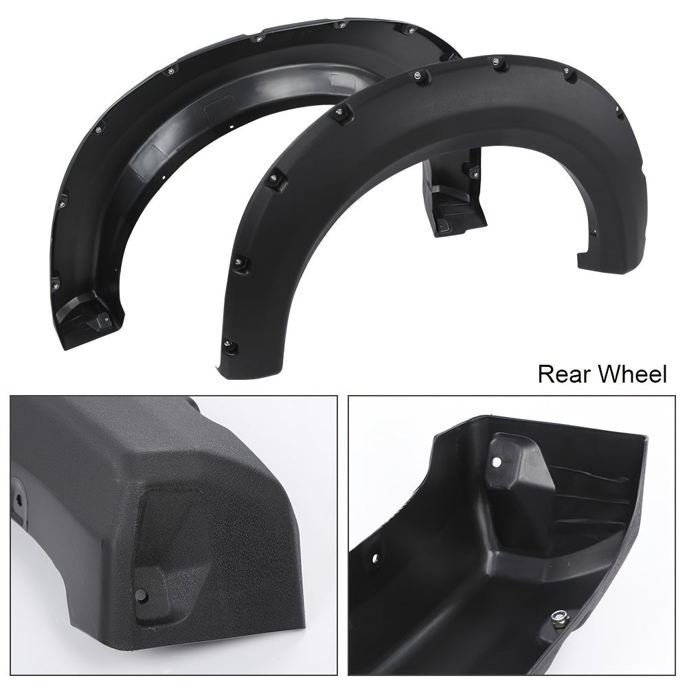 2009-2014 Ford F150 Fender Flares - Black Pocket Rivet Style Wheel Cover with Enhanced Durability and Weather Resistance - Custom Fit for a Sleek Look