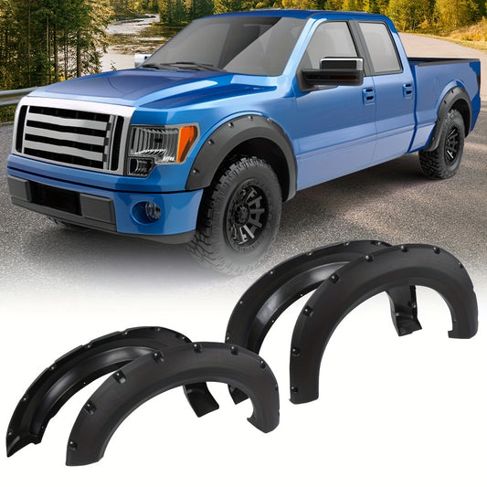 2009-2014 Ford F150 Fender Flares - Black Pocket Rivet Style Wheel Cover with Enhanced Durability and Weather Resistance - Custom Fit for a Sleek Look