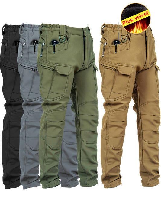 Waterproof, Windproof Fleece Lined Men's Ultimate Thermal Tactical Pants - Multi-Pocket, Loose Fit, Cargo Style - Perfect for Outdoor Enthusiasts, Hiking, Camping, Trekking, and Military Activities