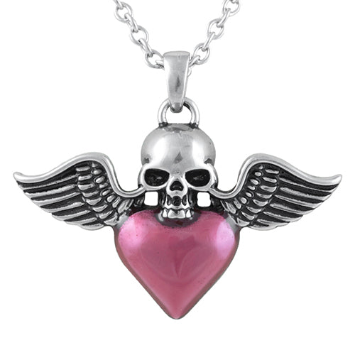 Winged Skull & Heart Necklace