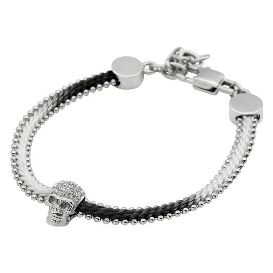 Skull Bracelet Steel Skull Cotton Cord Bracelet