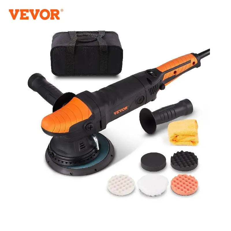 VEVOR Car Polisher 6 Inch Electric Variable Speed Dual Action Buffer Car Polishing Machine Kit with Detachable Handle Power Tool