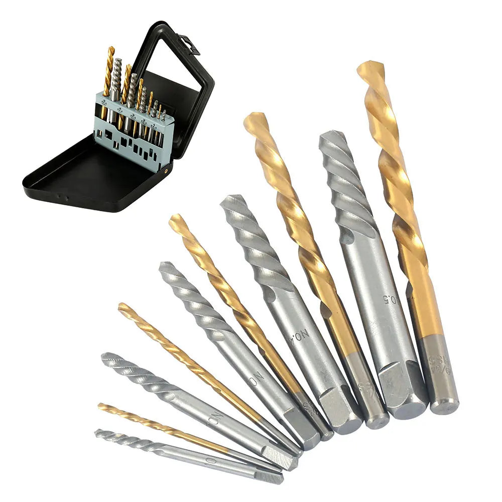 10Pcs HSS Damaged Screw Extractor Drill Stripped Screw Extractor Remover Set Double Ended Broken Screw Bolt Demolition Tools