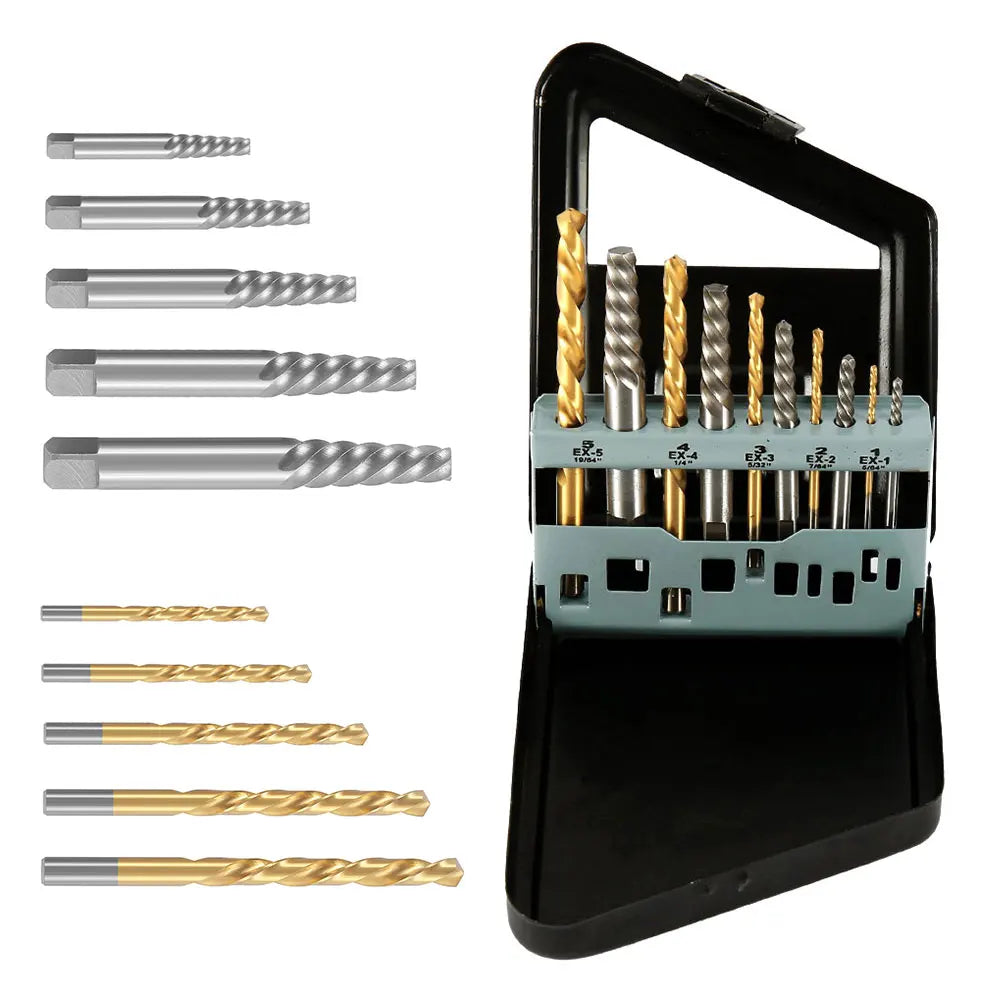 10Pcs HSS Damaged Screw Extractor Drill Stripped Screw Extractor Remover Set Double Ended Broken Screw Bolt Demolition Tools