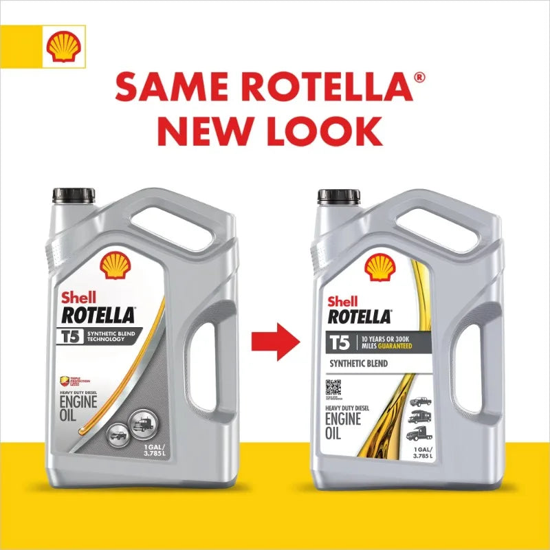 Shell Rotella T5 Synthetic Blend 15W-40 Diesel Engine Oil, 2.5 Gallon