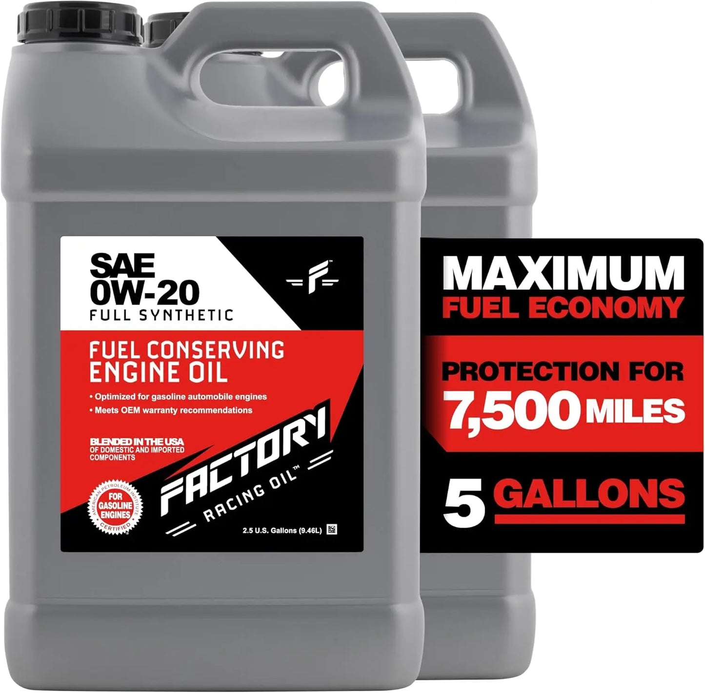 Oil 209907 Twin Pack SAE 0W-20 Fully Synthetic Fuel Conserving Engine Oil - API SP ILSAC GF-6A - 5 Gallons (2x2.5 Gal bottles)