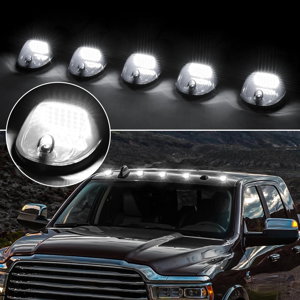 Universal 5pcs White Yellow 24 LED Cab Roof Running Top Clearance Marker Light Lamp for Dodge Ram Pickup Trucks Car SUV Off Road