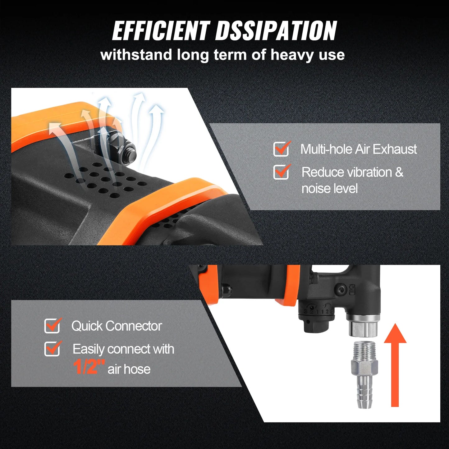 VEVOR 1 Inch Air Impact Wrench High Reverse Torque Outpu Pneumatic Impact Gun for Heavy Duty Repairs and Maintenance Car Tire