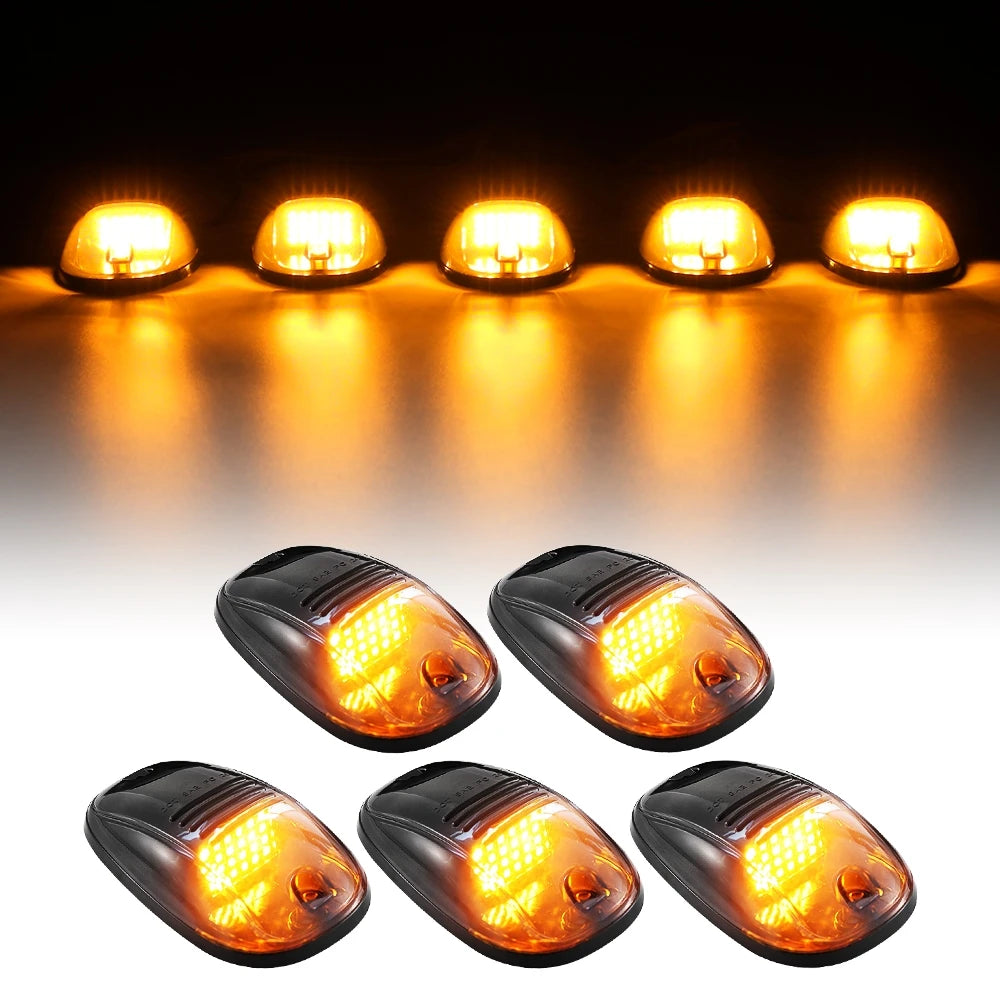 Universal 5pcs White Yellow 24 LED Cab Roof Running Top Clearance Marker Light Lamp for Dodge Ram Pickup Trucks Car SUV Off Road