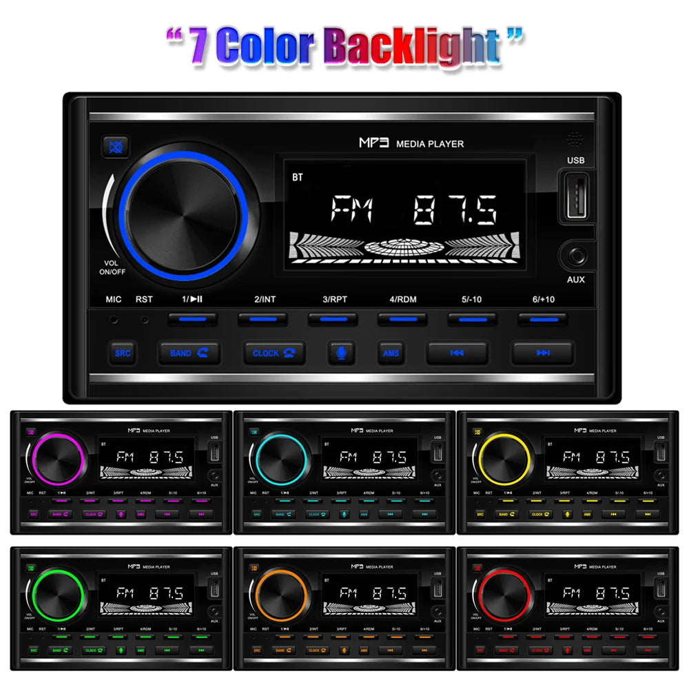 X-REAKO 2 Din Car MP3 Player FM Radio Tuner with Phone APP Remote Control AUX USB Charging Function Bluetooth Voice 7 Color