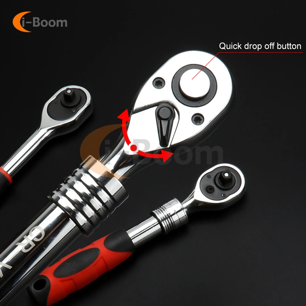 1/4" 3/8" 1/2" inch Ratchet Wrench 72 Teeth Extending Telescopic Ratchet Socket Wrench Tool Plate Ratchet Handle Wrench Tools