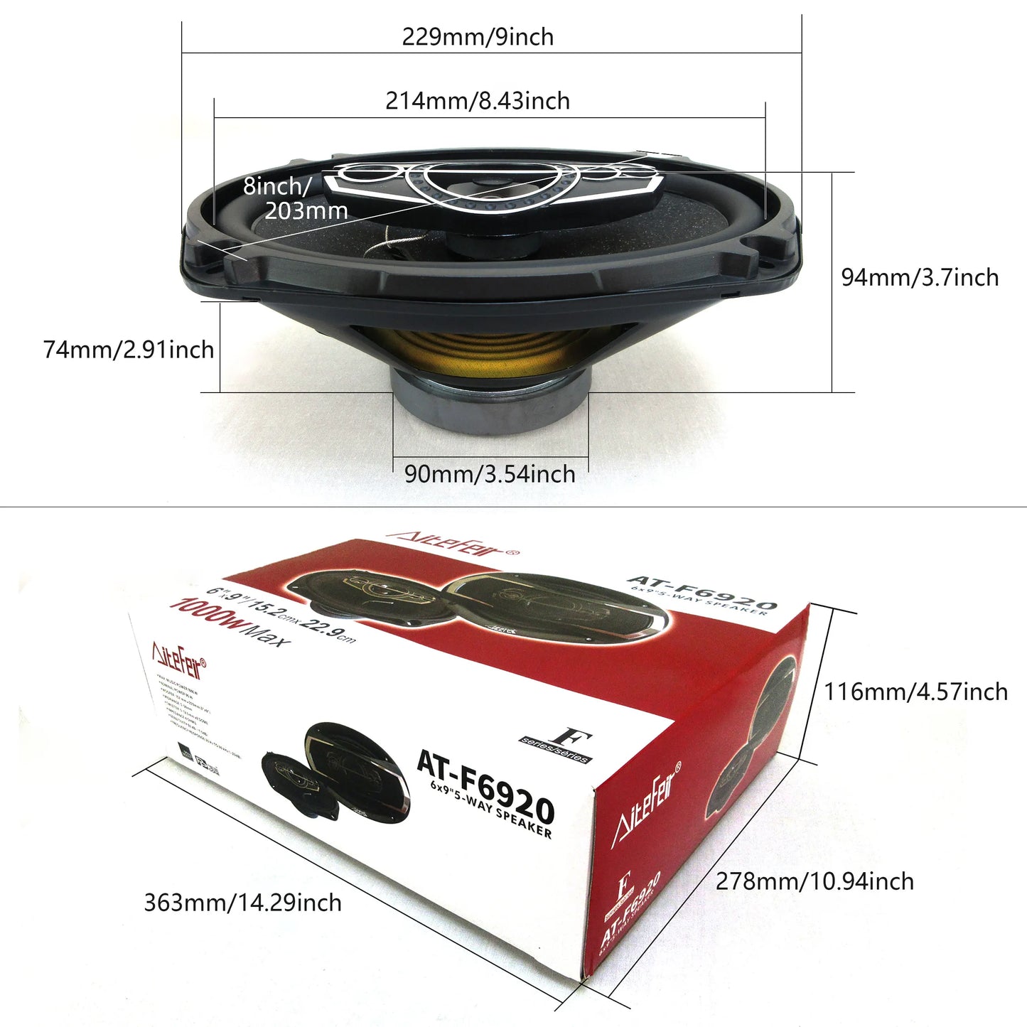 6X9 Inch (2x500W)1000W 5 Way Stereo Car Speakers Hi-Res Audio Coaxial Connectivity Universal Flush Mount Design with App Control