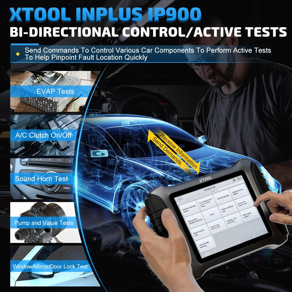 XTOOL InPlus IP900 All System Car Diagnostic Tools CAN FD DOIP 38 Resets Bidirectional Scanner ECU Coding Automotive Scanner FCA