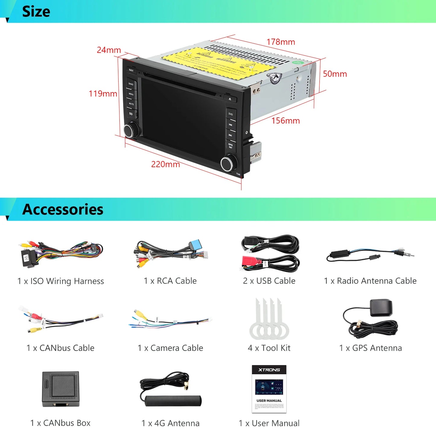 XTRONS 7" Android 13 Car Radio for Seat Leon 2013-2018 Car Stereo Multimedia DVD Player 4+64G DSP CarPlay 4G Dual Channel CANbus