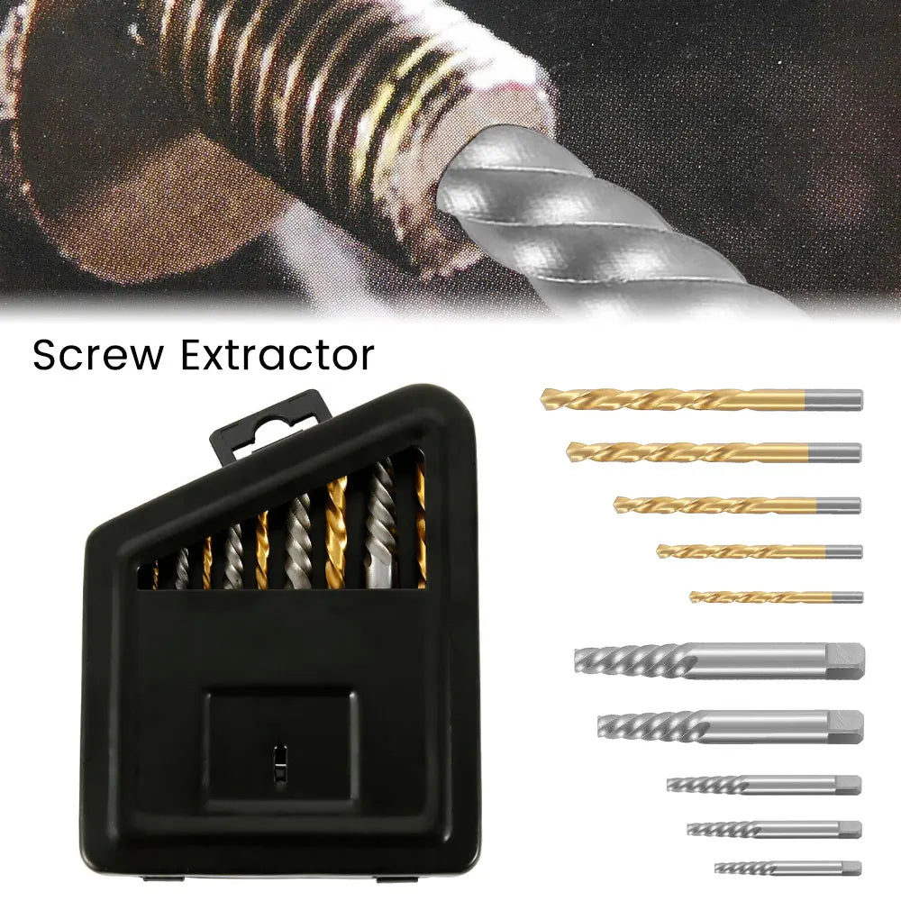 10Pcs HSS Damaged Screw Extractor Drill Stripped Screw Extractor Remover Set Double Ended Broken Screw Bolt Demolition Tools