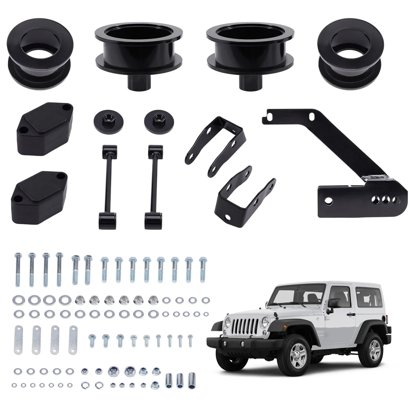 2.5" Front 2" Rear Lift Kit with Sway-bar Links For Jeep Wrangler JK 2007-2018