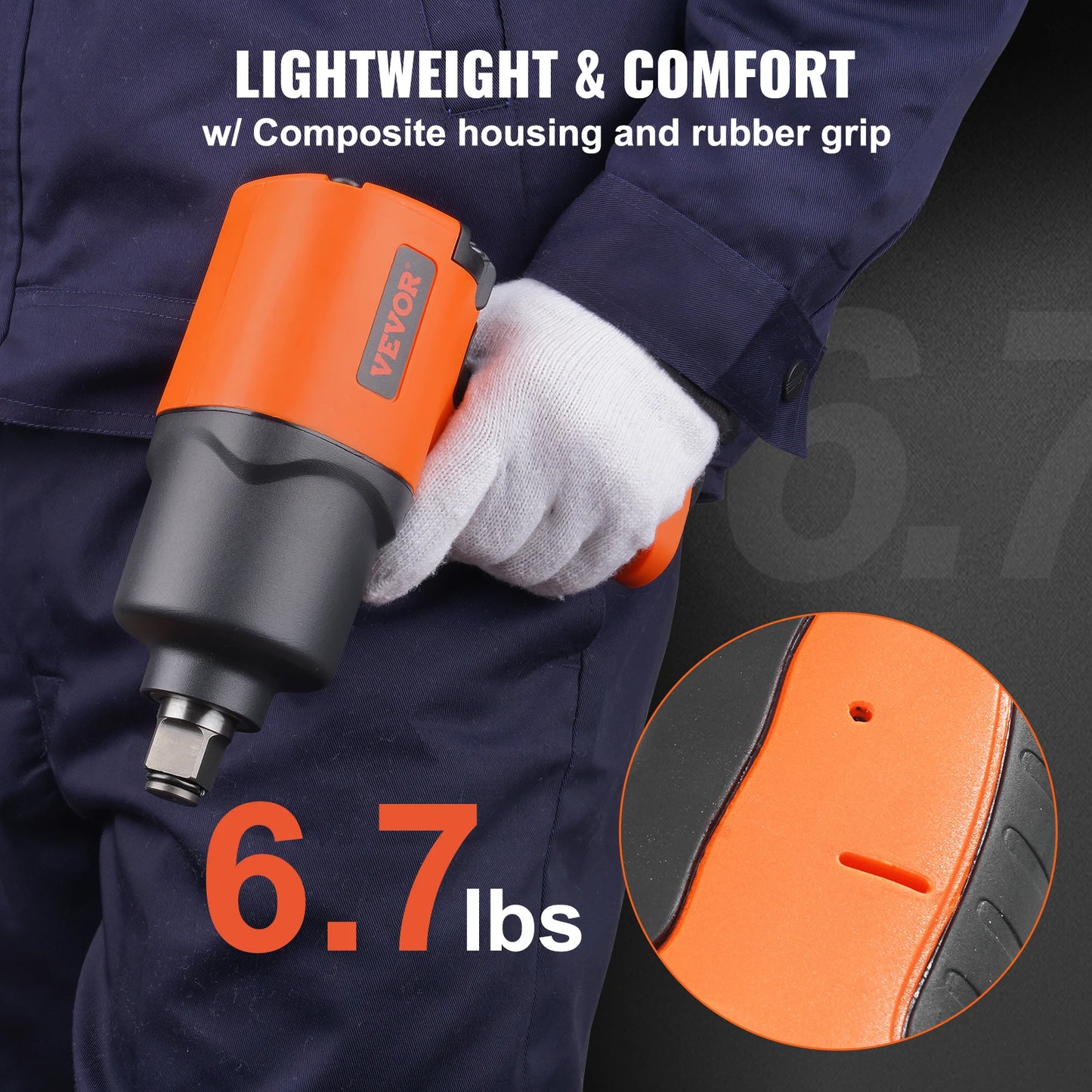 VEVOR Air Impact Wrench 3/4" Square Drive 1870ft-lbs Nut-busting Torque Air Impact Gun Composite Pneumatic Gun for Auto Repairs