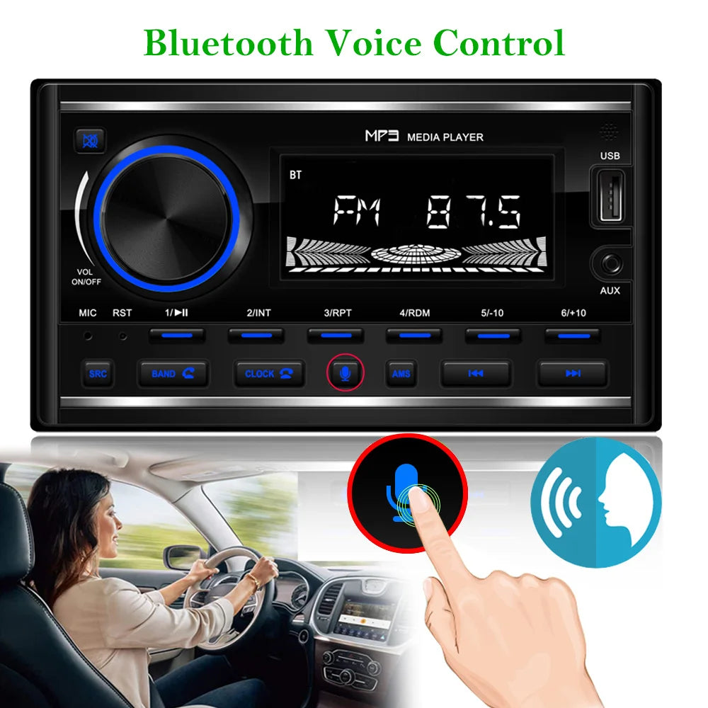 X-REAKO 2 Din Car MP3 Player FM Radio Tuner with Phone APP Remote Control AUX USB Charging Function Bluetooth Voice 7 Color