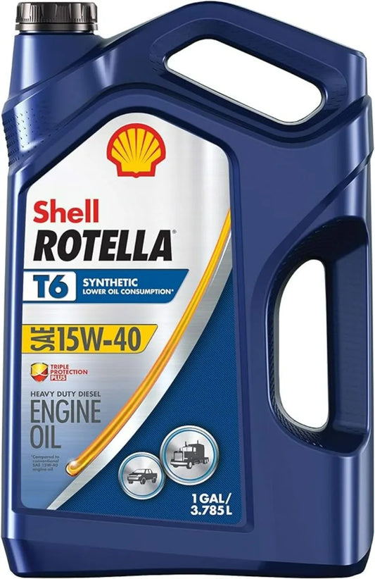 Shell Rotella T6 Full Synthetic 15W-40 Diesel Engine Oil (1-Gallon, Case of 3)