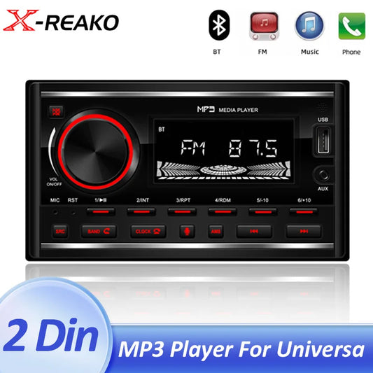 X-REAKO 2 Din Car MP3 Player FM Radio Tuner with Phone APP Remote Control AUX USB Charging Function Bluetooth Voice 7 Color