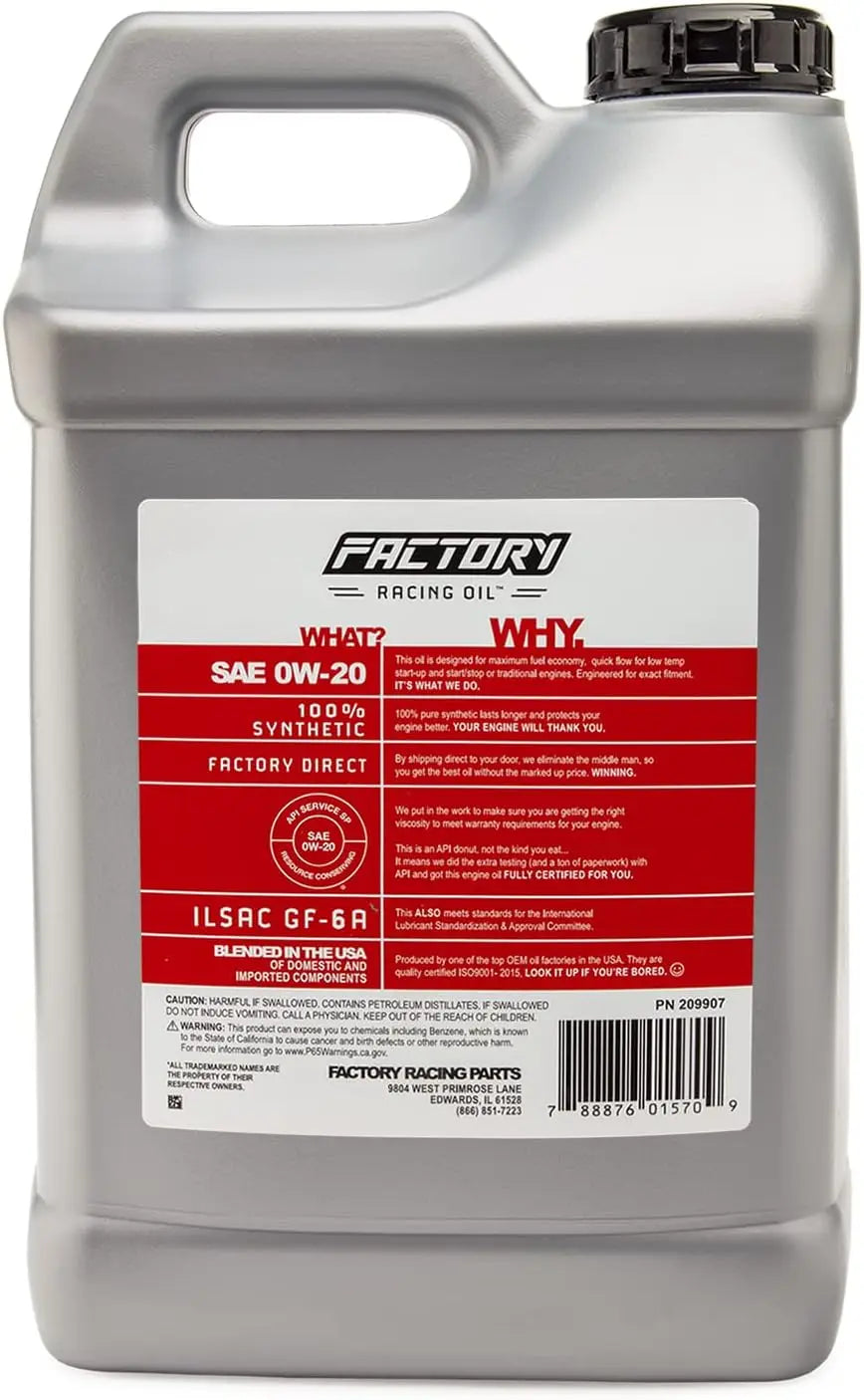 Oil 209907 Twin Pack SAE 0W-20 Fully Synthetic Fuel Conserving Engine Oil - API SP ILSAC GF-6A - 5 Gallons (2x2.5 Gal bottles)